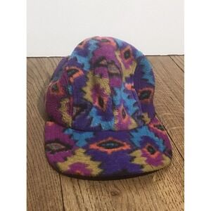 Vintage Rare Aztec Multicolor Mad Bomber Wool Hat